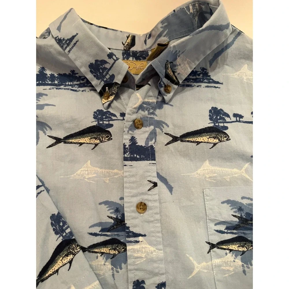 Royal Palm Men's Short Sleeve Button Up Shirt Size‎ 3XL Fishing Fish